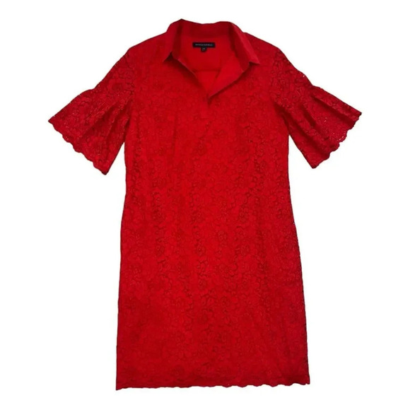 Banana Republic Red Lace Polo Shift Dress XS - Picture 2 of 5